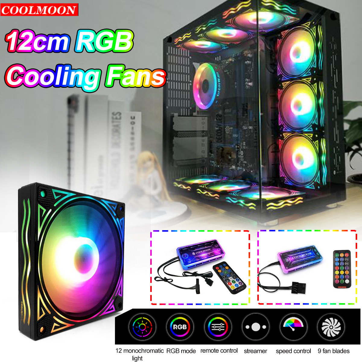 COOLMOON-RGB-Fan-12CM-DC-12V-Chassis-Fan-Desktop-Computer-Mute-Symphony-Color-Changing-Fan-8-Modes-1707724-1