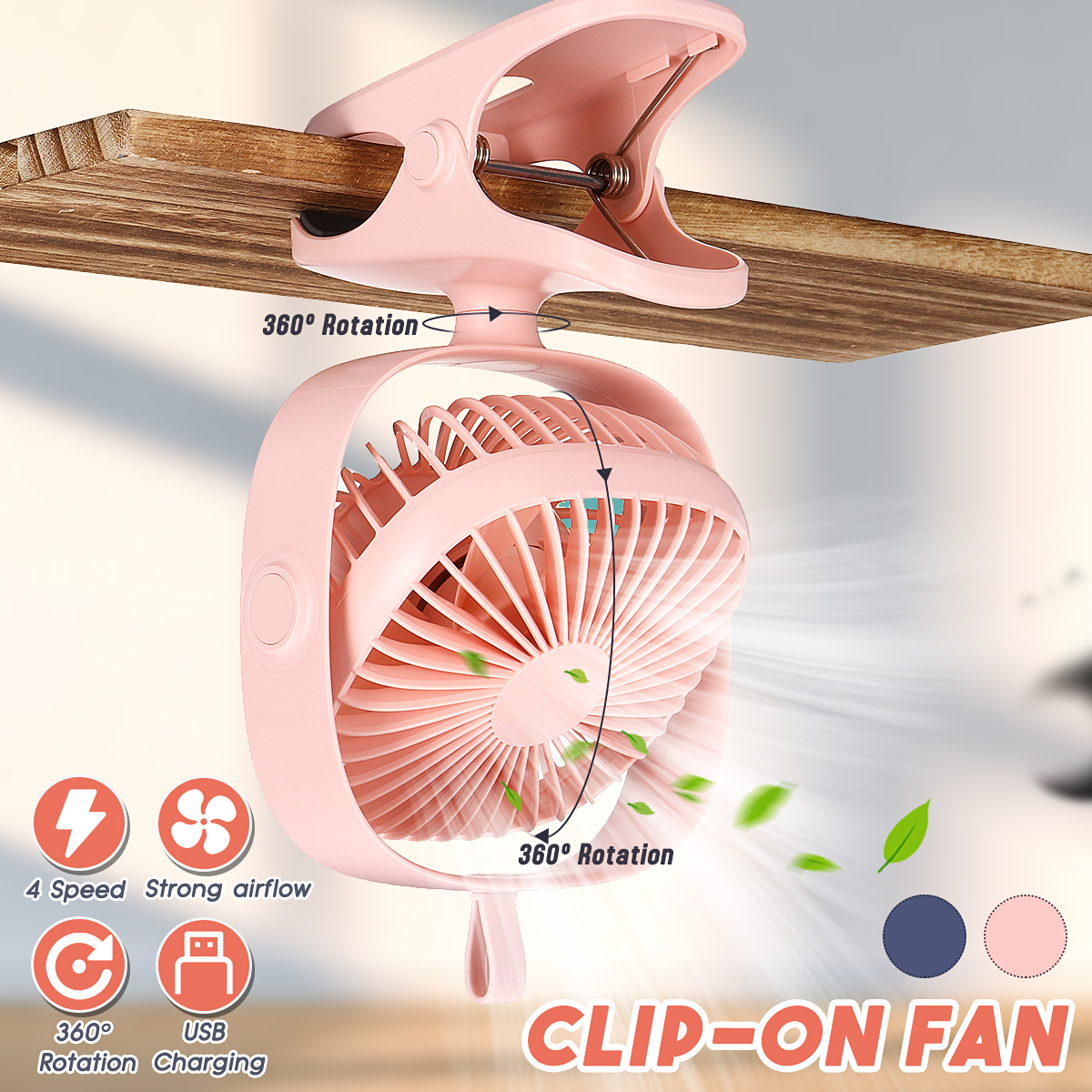 4-Speeds-USB-Rechargeable-Mini-Cooling-Fan-Clip-On-Desk-Baby-Stroller-Portable-1939375-2