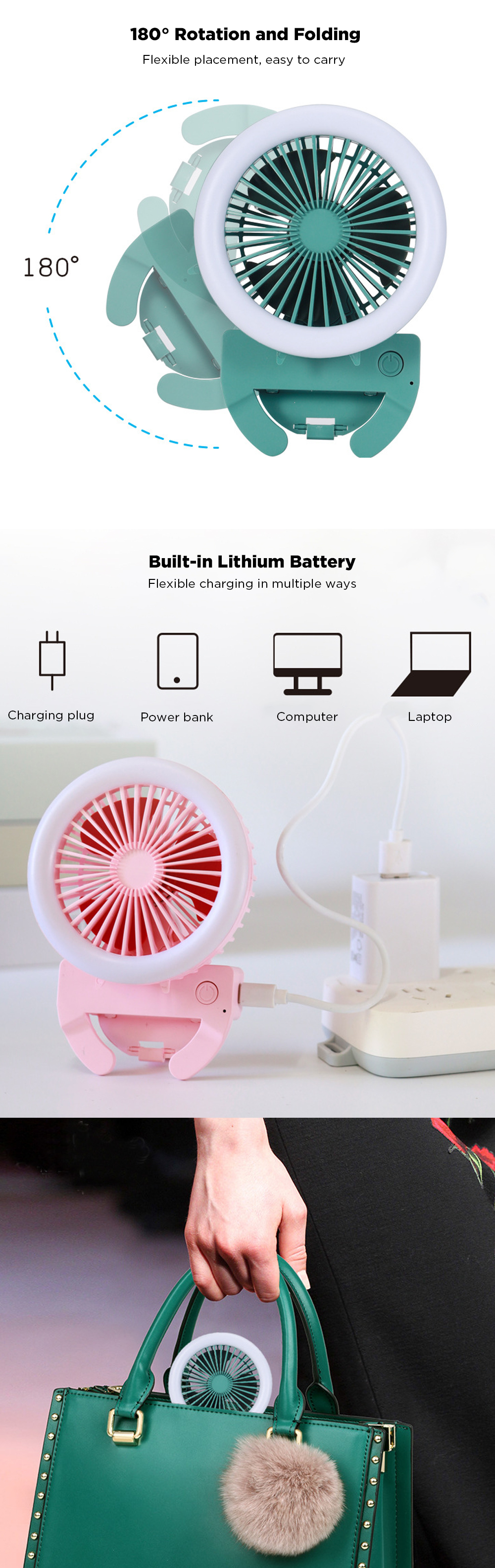 Handheld-Phone-Clip-LED-Fan-Mini-Folding-180deg-Rotation-2-Modes-Fill-Light-3-Speed-Wind-Fan-Make-up-1678283-3