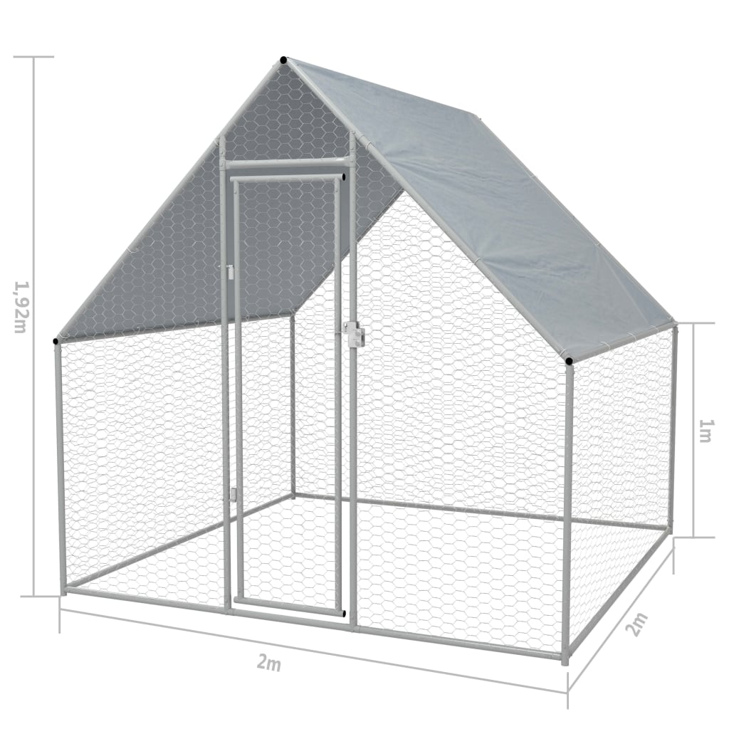 EU-Direct-vidaXL-170494-Outdoor-Chicken-Cage-2x2x192-m-Galvanised-Steel-House-Pet-Supplies-Rabbit-Ho-1950555-2