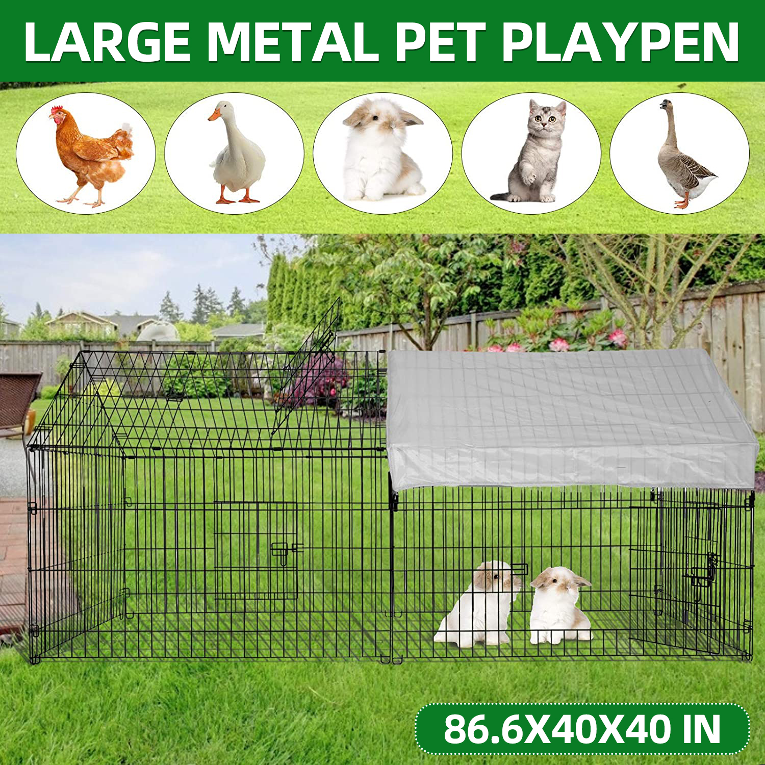 PawGiant-Chicken-Coop-Run-Cage-Upgrade-866quottimes40quottimes38quot-Metal-Chicken-Fence-Pen-Pet-Pla-1870094-4