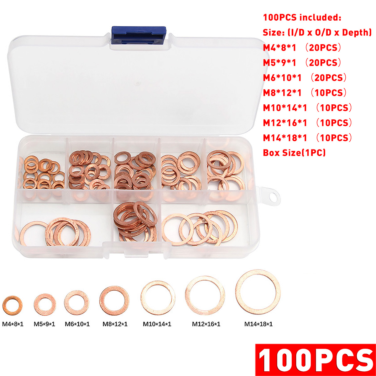 100Pcs-Assorted-Copper-Sealing-Solid-Gasket-Washer-Sump-Plug-Oil-For-Boat-Crush-Flat-Seal-Ring-Tool--1809755-1
