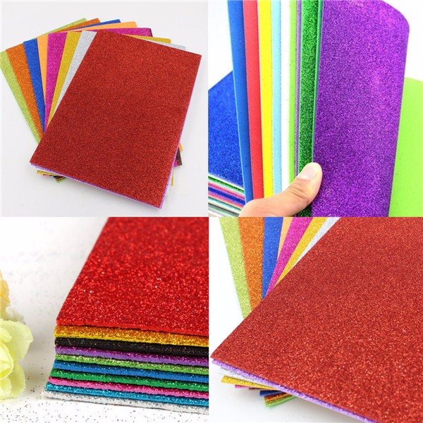 10Pcs-8x12-Inch-Adhesive-Glitter-Paper-Card-Assorted-Colors-Scrapbooking-Crafts-1114134-1