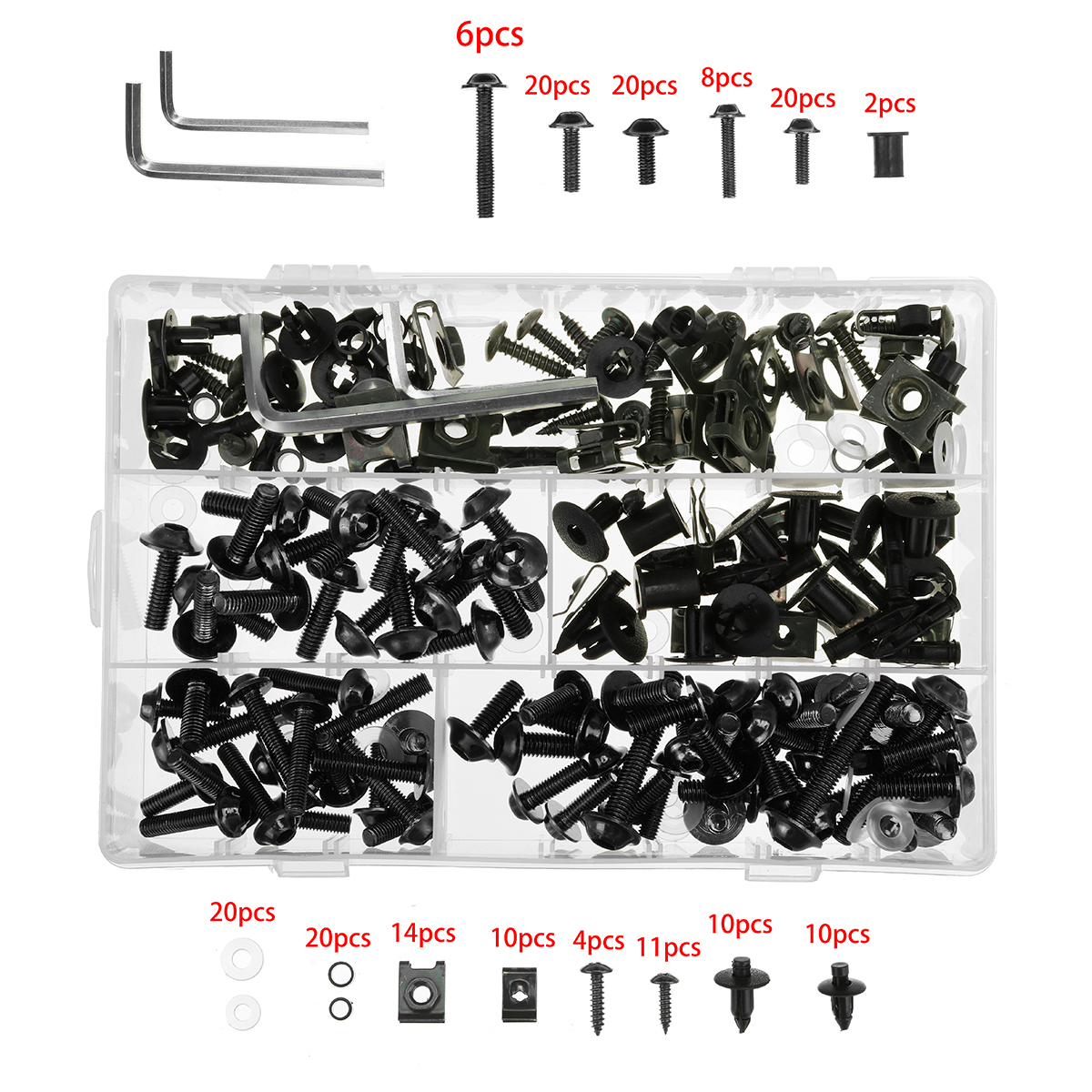 198PCS-Motorcycle-Nylon-Washer-KitFairing-Bolts-Screws-Retainer-Fastener-Clips-1736343-3