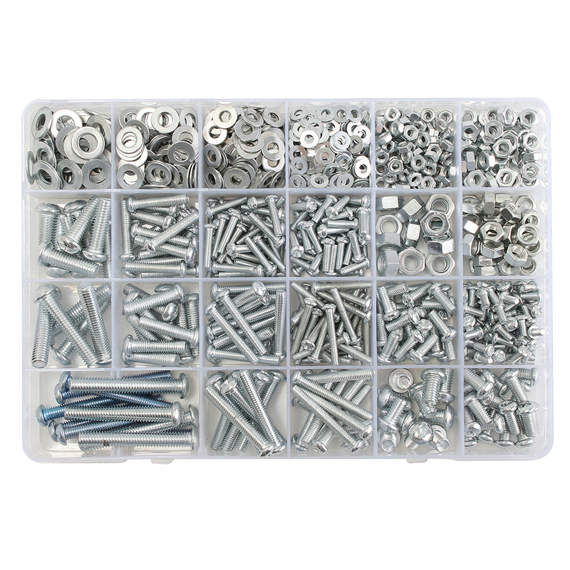 M3-M4-M5-M6-Stainless-Steel-Phillips-Round-Head-Screws-Nuts-Flat-Washers-Assortment-Kit-900g-1194476-9