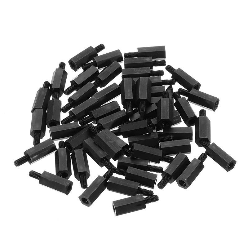 Sulevetrade-M3NH13-50pcs-M3-Nylon-Black-Hex-Screw-PCB-Standoff-681012mm-1262019-6