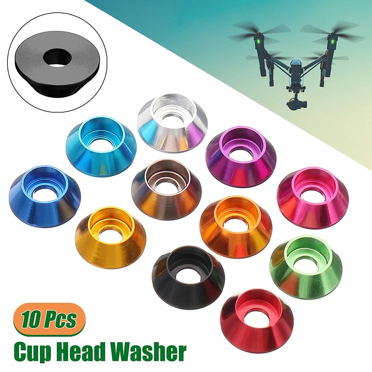 Sulevetrade-M5AN2-10Pcs-M5-Cup-Head-Hex-Screw-Gasket-Washer-Nuts-Aluminum-Alloy-Multicolor-1535744-1
