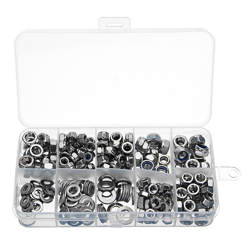Sulevetrade-MXSN2-255pcs-Stainless-Steel-Nylon-Lock-Nuts-Full-Nuts-Washers-Kit-M4-M5-M6-1249457-1