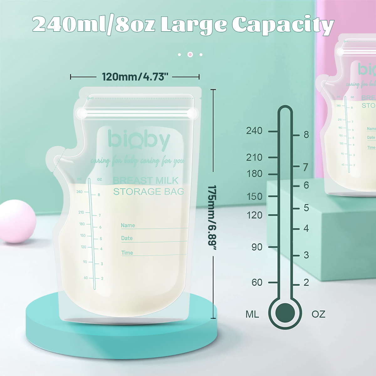 Bioby-100PCS-40ml-Milk-Freezer-Bags-Leakproof-Mother-Milk-Baby-Food-Storage-Breast-Milk-Storage-Bag--1935066-7
