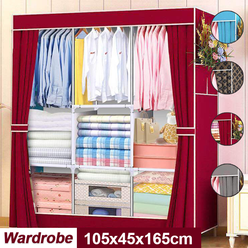 Large-Canvas-Fabric-Wardrobe-With-Hanging-Rail-Shelving-Clothes-Storage-Cupboard-1893710-2