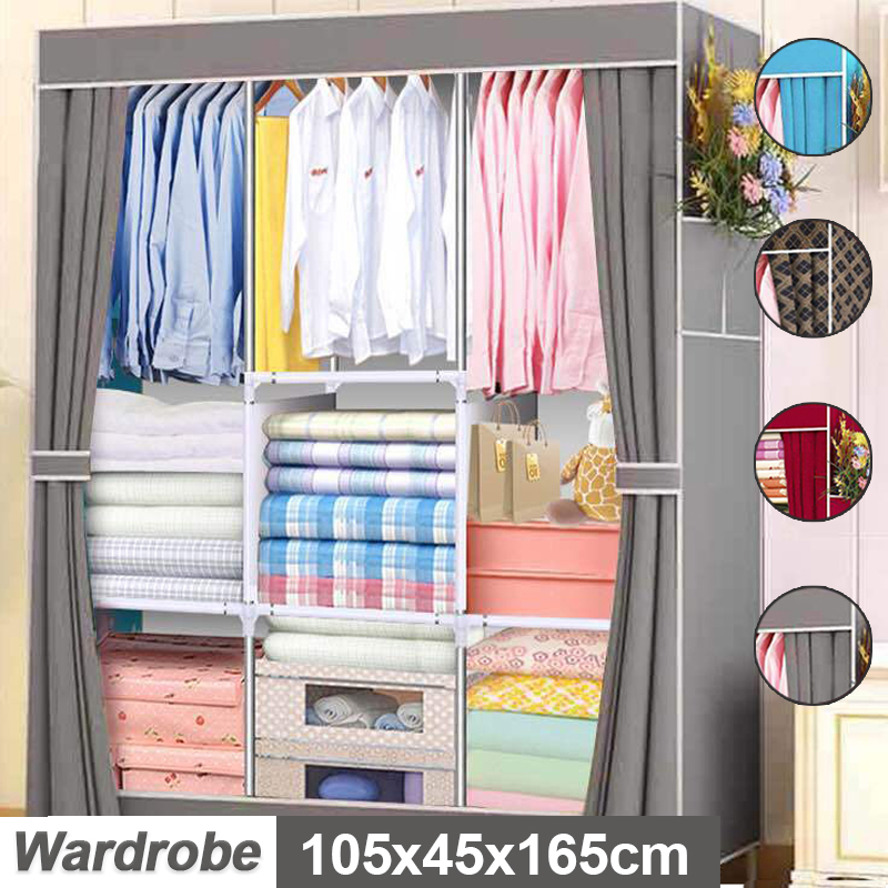 Large-Canvas-Fabric-Wardrobe-With-Hanging-Rail-Shelving-Clothes-Storage-Cupboard-1893710-3