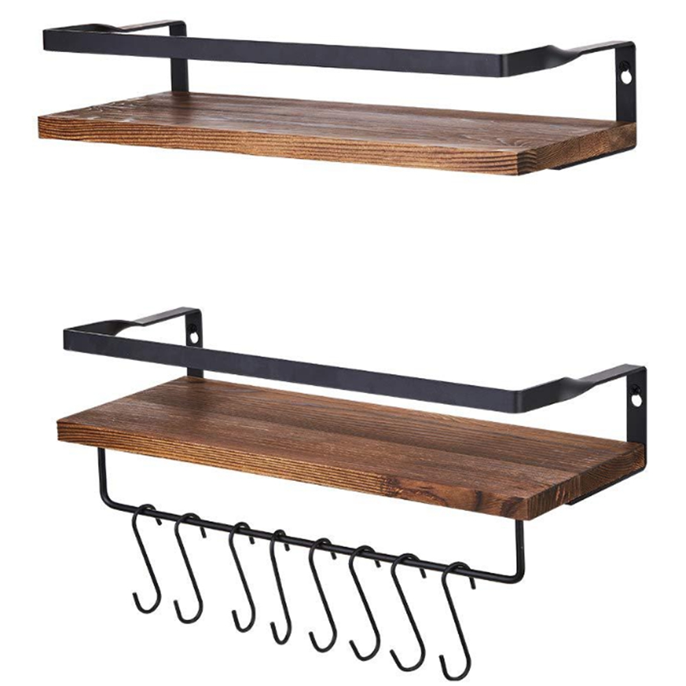 2pcs-Wall-Mounted-Shelves-Floating-Hanging-Storage-Rack-Home-Bathroom-Office-Towel-Holder-With-Hooks-1686039-1