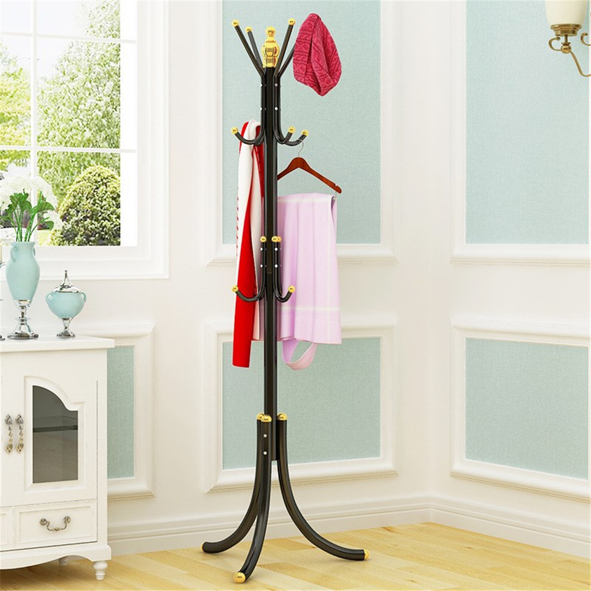 Coat-Rack-Hat-Stand-Clothes-Hanger-Umbrella-Holder-Metal-Home-Office-Entry-1679513-1
