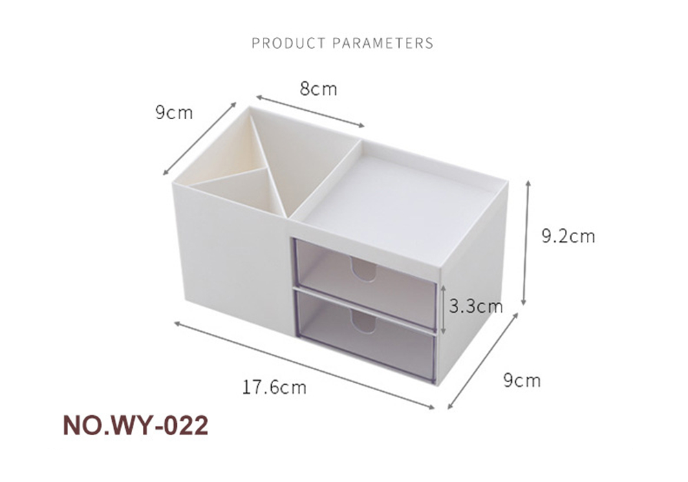 Desktop-Storage-Box-Pen-Holder-with-2-Drawers-Stationery-Cosmetics-Makeup-Brushes-Holder-Sundries-Or-1605616-2
