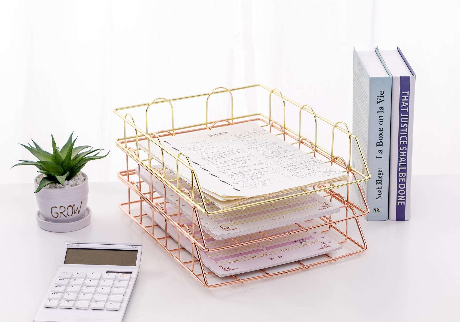 MingQiang-Single-layer-Stackable-File-Rack-Nordic-Style-Metal-Rack-Desktop-Organizer-Home-Office-Des-1692195-2