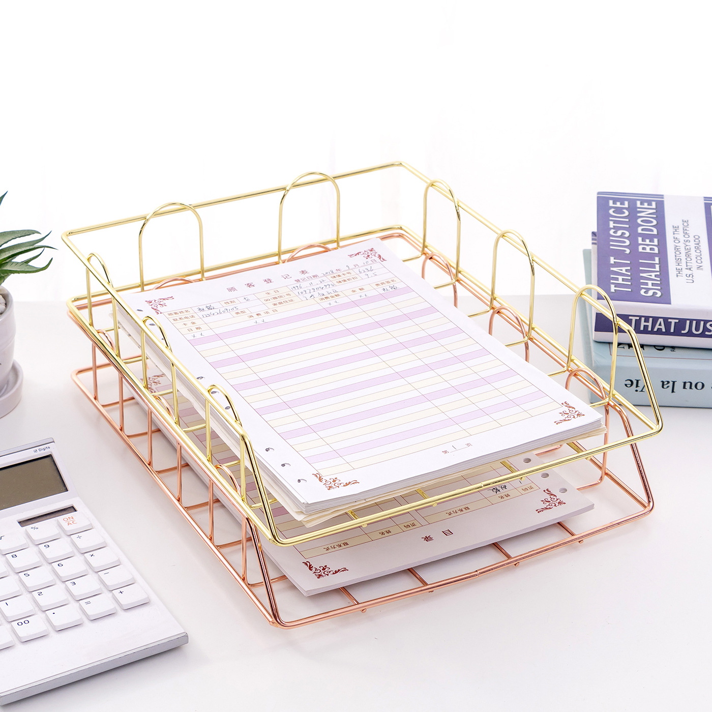 MingQiang-Single-layer-Stackable-File-Rack-Nordic-Style-Metal-Rack-Desktop-Organizer-Home-Office-Des-1692195-5