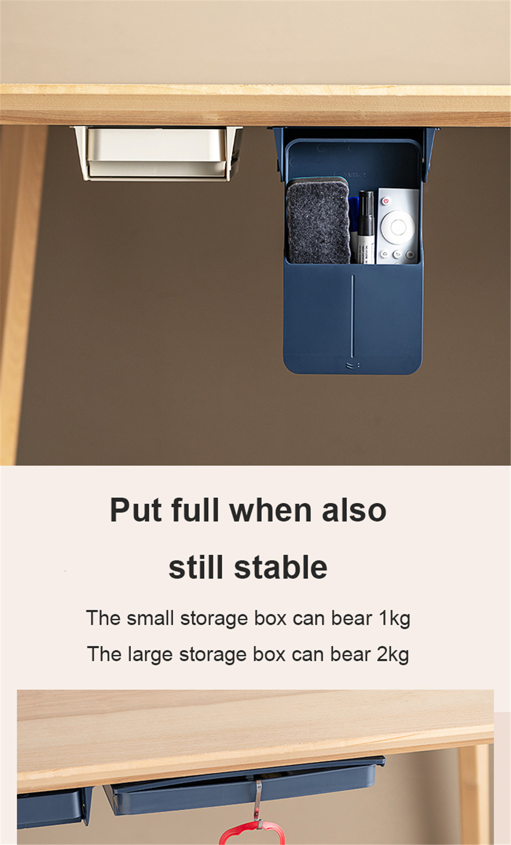 Self-adhesive-Under-drawer-Storage-Box-Pencil-Tray-Under-Desk-Stand-Storage-Organizer-Box-Stationery-1801740-4