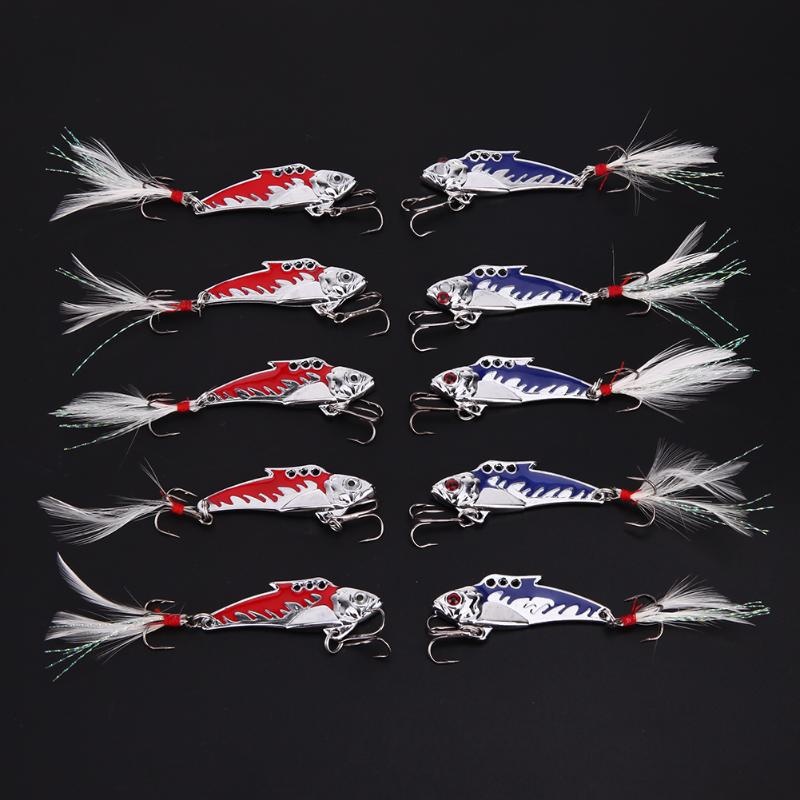 10pcs-5cm-82g-Metal-VIB-Fishing-Lure-Crankbait-Hard-Bait-Treble-Hooks-1216238-2