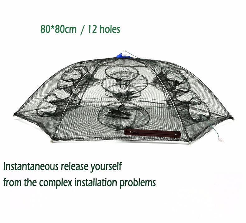 12-Holes--Square-Foldable-Fishing-Trap-Cast-Net-Nylon-Stainless-Closed-Shrimp-Net-1058168-2