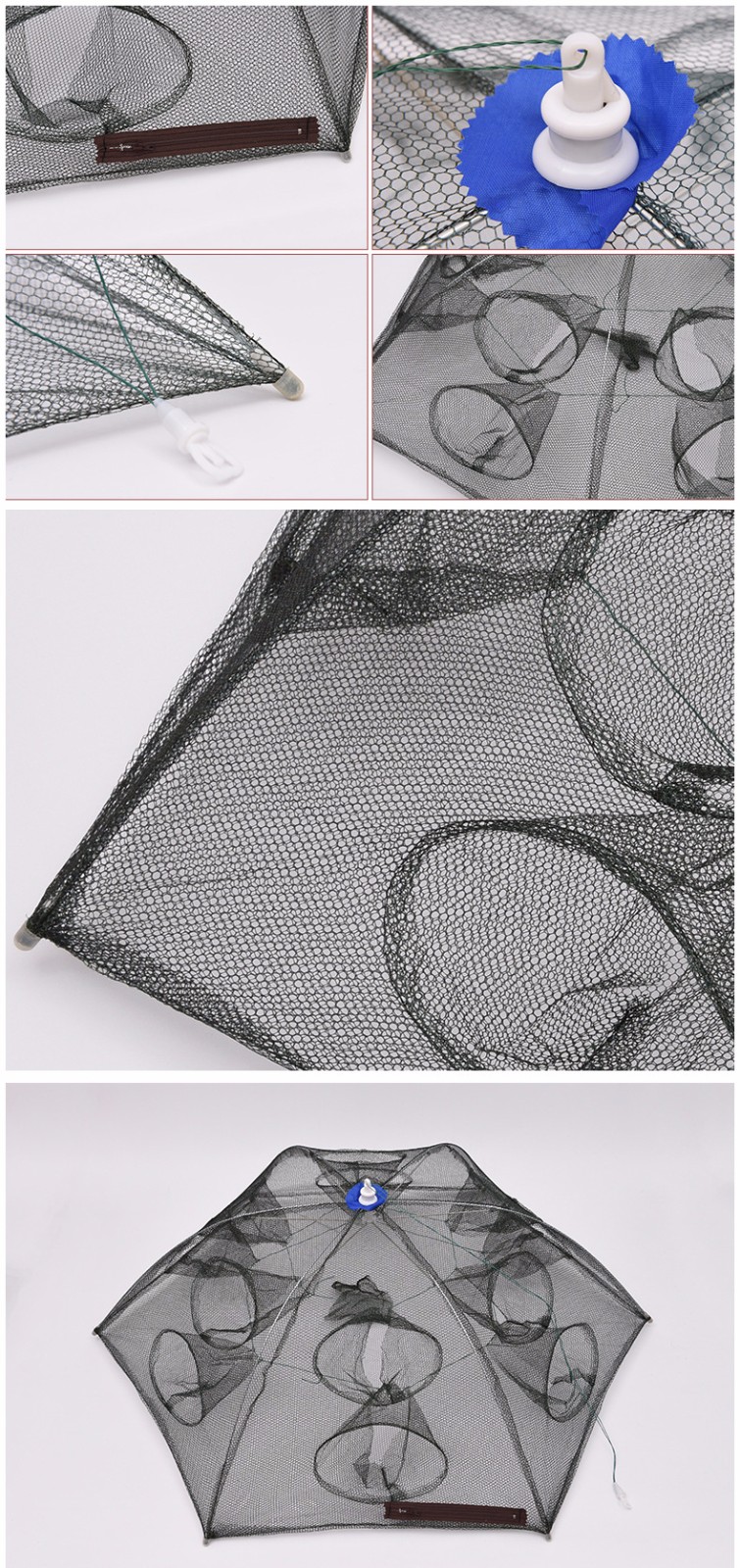 12-Holes--Square-Foldable-Fishing-Trap-Cast-Net-Nylon-Stainless-Closed-Shrimp-Net-1058168-3