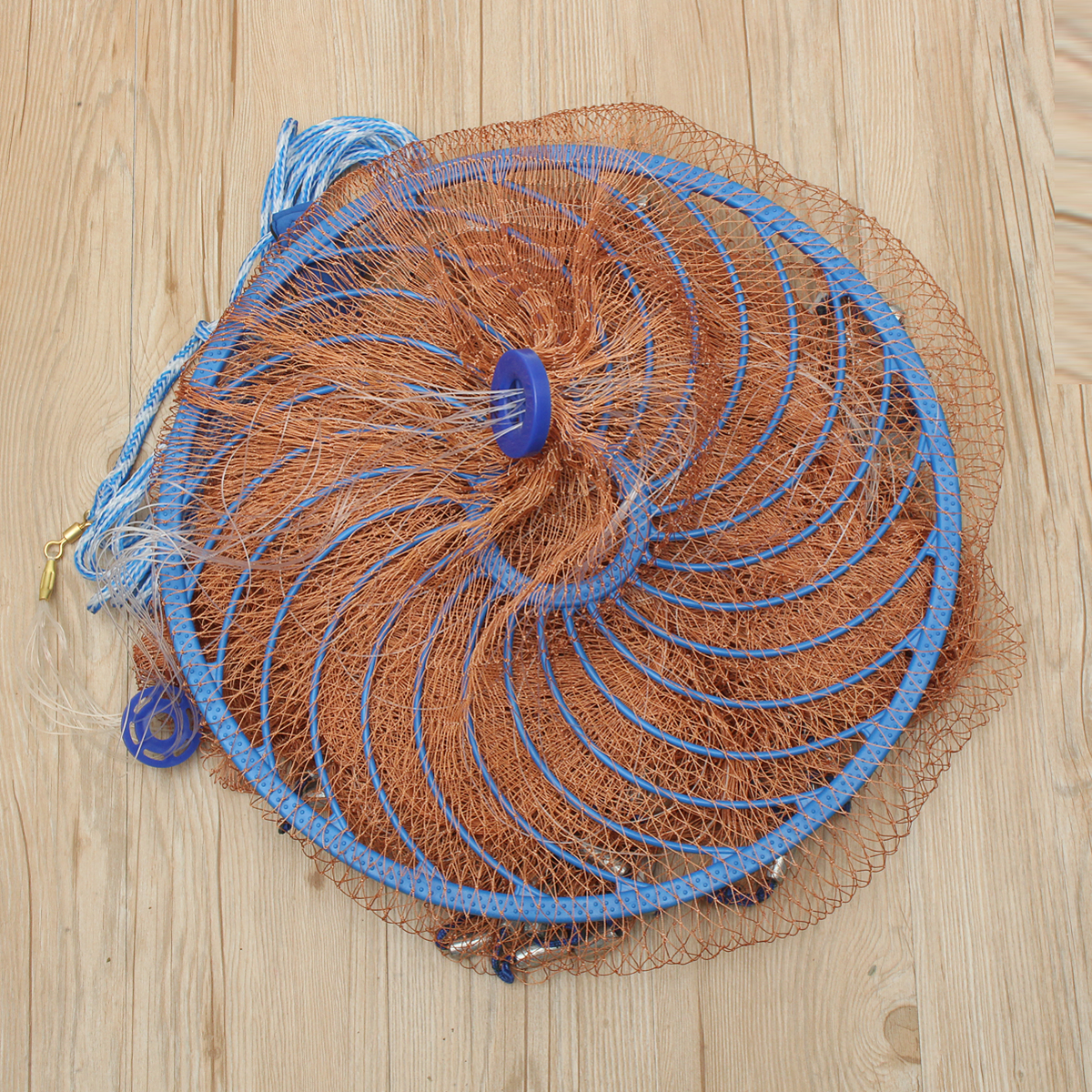 3-48m-Netting-TwineSteel-Hand-Throw-Cast-Net-American-Style-Brown-Bait-Fishing-Network-wSinker-1259500-8