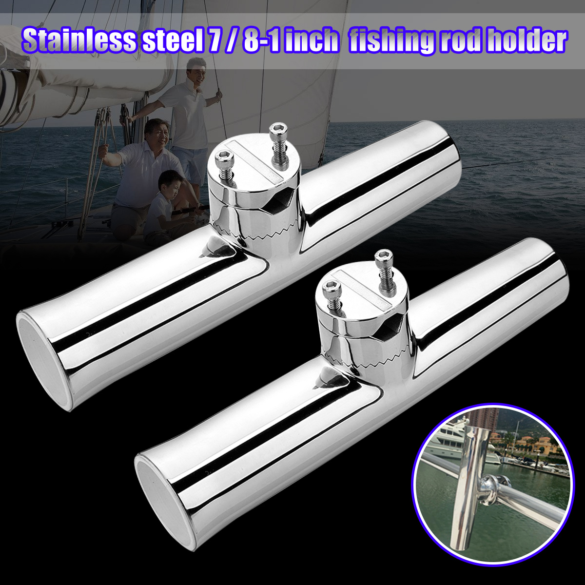 316-Stainless-Steel-78-1-Tube-Fishing-Rod-Holder-Boat-Tackle-Clamp-On-Rail-Mount-1283705-2