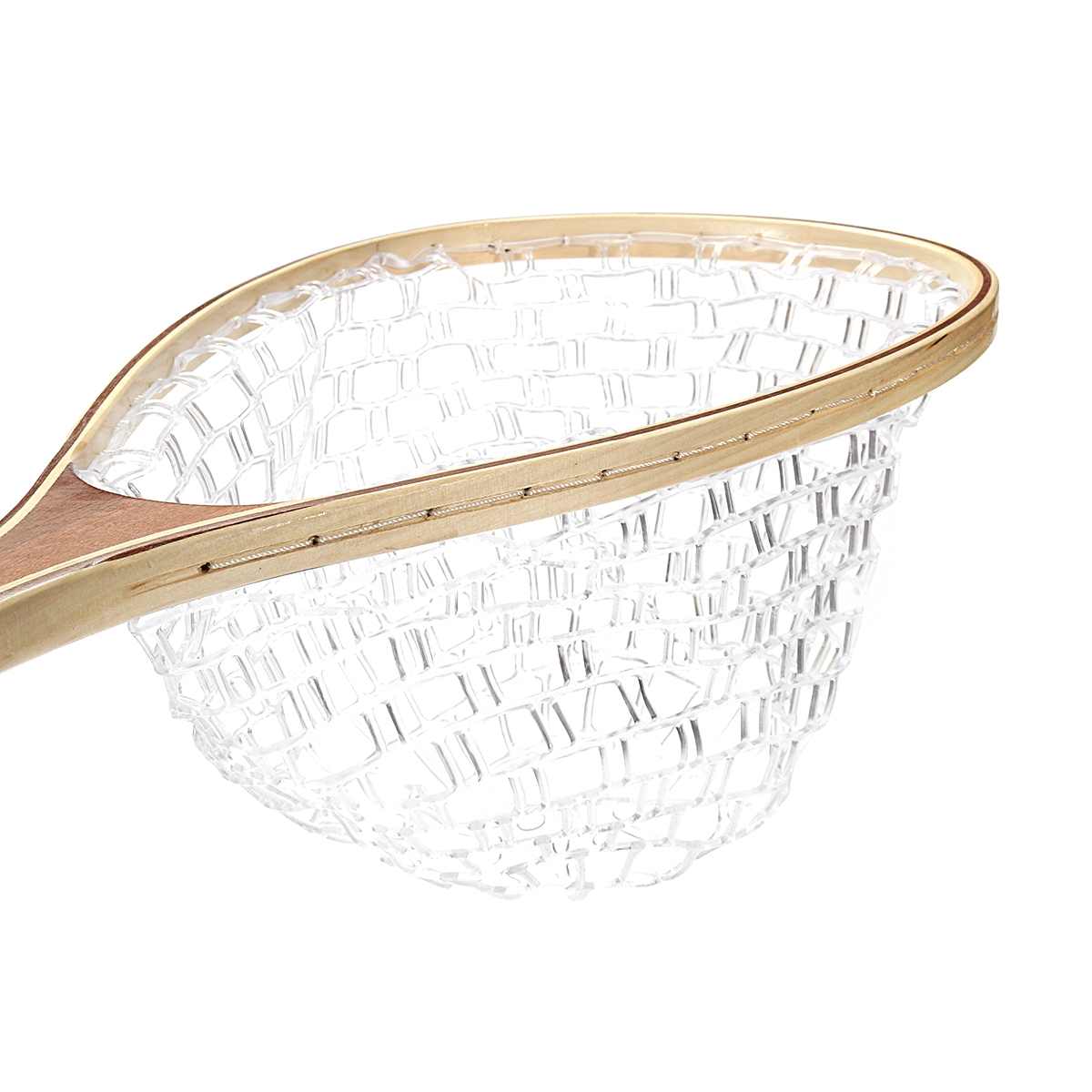 58CM-Wooden-Handle-Fly-Fish-Fishing-Landing-Trout-Clear-Rubber-Net-Mesh-Catch-Tackle-1097230-4