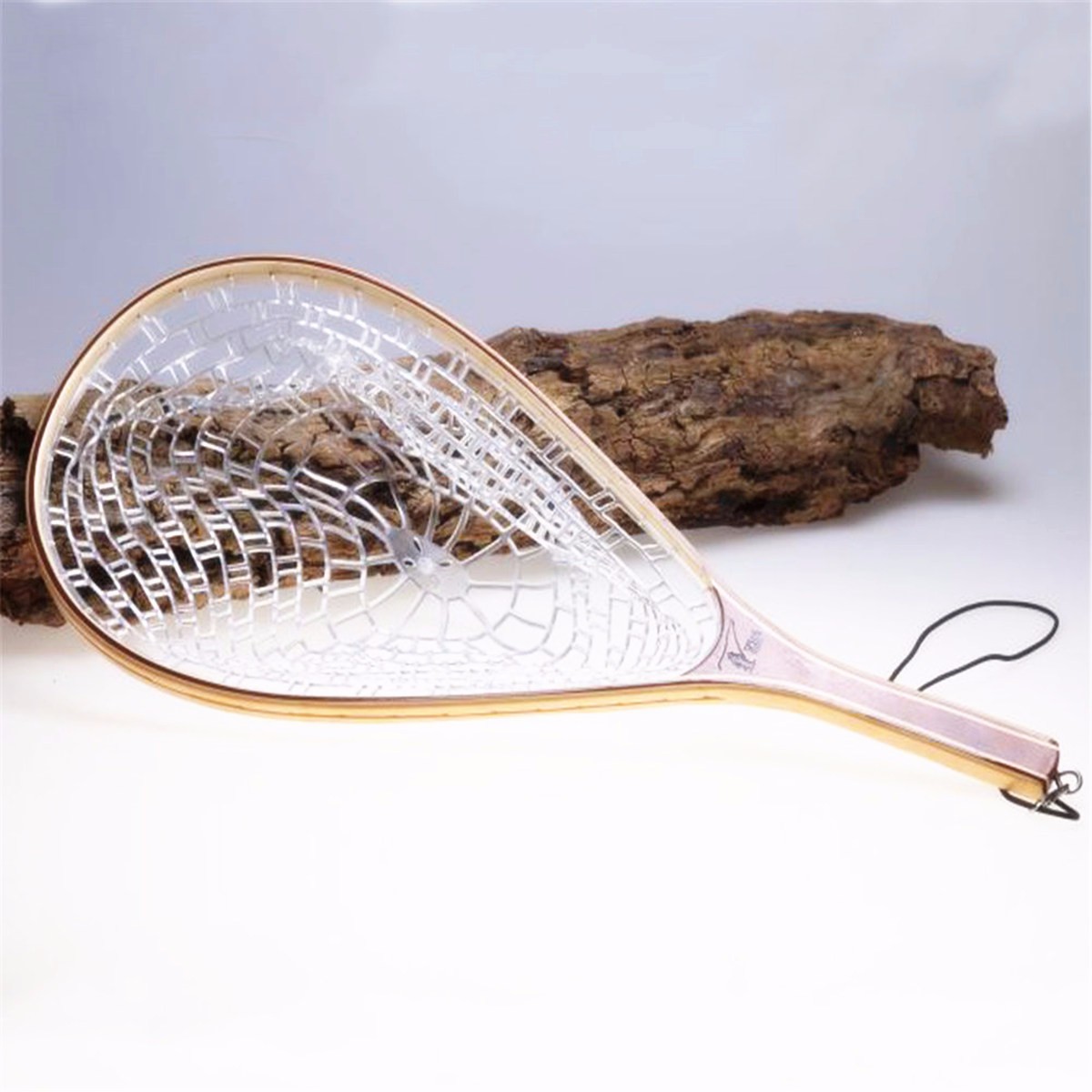 58CM-Wooden-Handle-Fly-Fish-Fishing-Landing-Trout-Clear-Rubber-Net-Mesh-Catch-Tackle-1097230-8