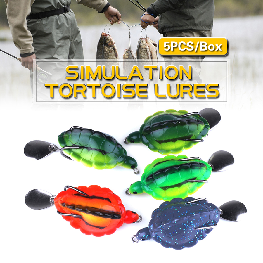 FO0165B-5PcsSet-55CM134g-Dual-Hook-Tortoise-Fishing-Lure-Artificial-Soft-Bait-With-Spoon-Sequins-1351170-1