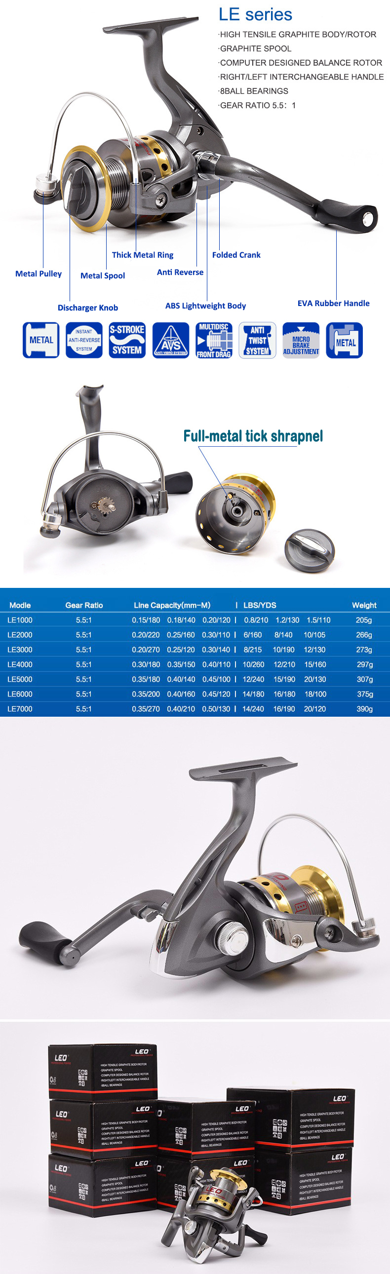 LEO-LE-Series-1000-7000-Metal-Spinning-Fishing-Reel-8-Ball-Bearings-551-Fishing-Tackle-1058860-2