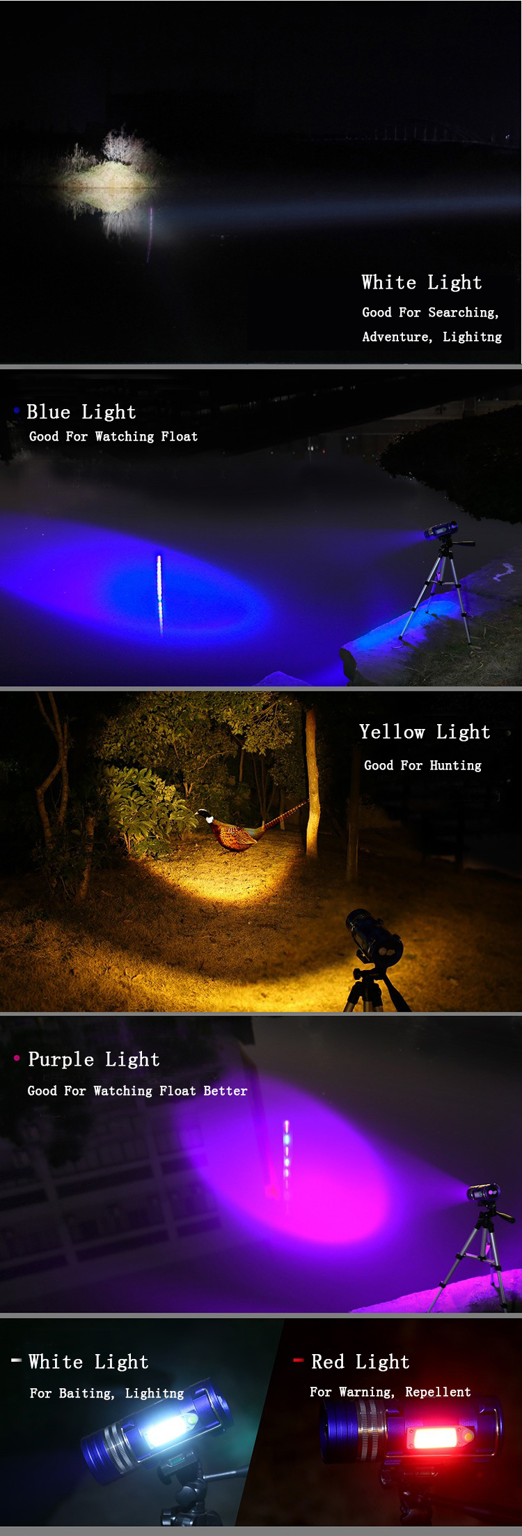XANES-600LM-4-Color-LEDs-500M-Range-Zoomable-Rechargeable-LED-Fishing-Flashlight-Lamp-With-Charger-1245466-1