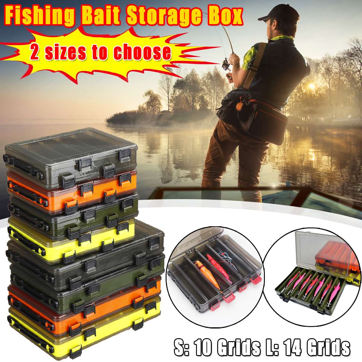 ZABLURE-1014-Grid-Fish-Lure-Box-Double-Sided-Plastic-Fishing-Bait-Case-Tackle-Storage-Box-1619937-1