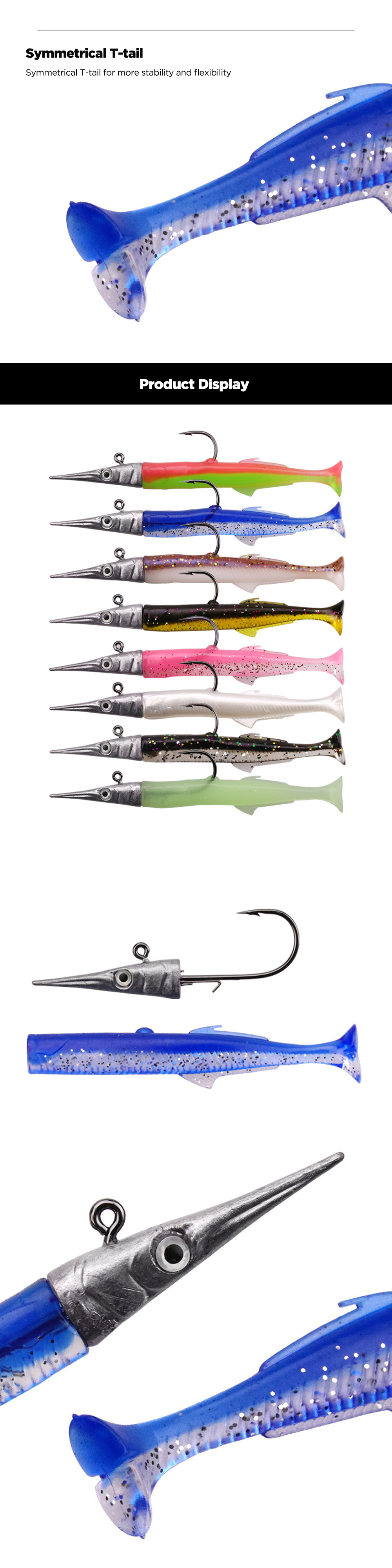 ZANLURE-11cm-40g-Fishing-Lure-Lead-Jig-Head-Soft-Lure-T-Tail-Swimbait-Artificial-Bait-with-2-Pcs-T-T-1843913-2
