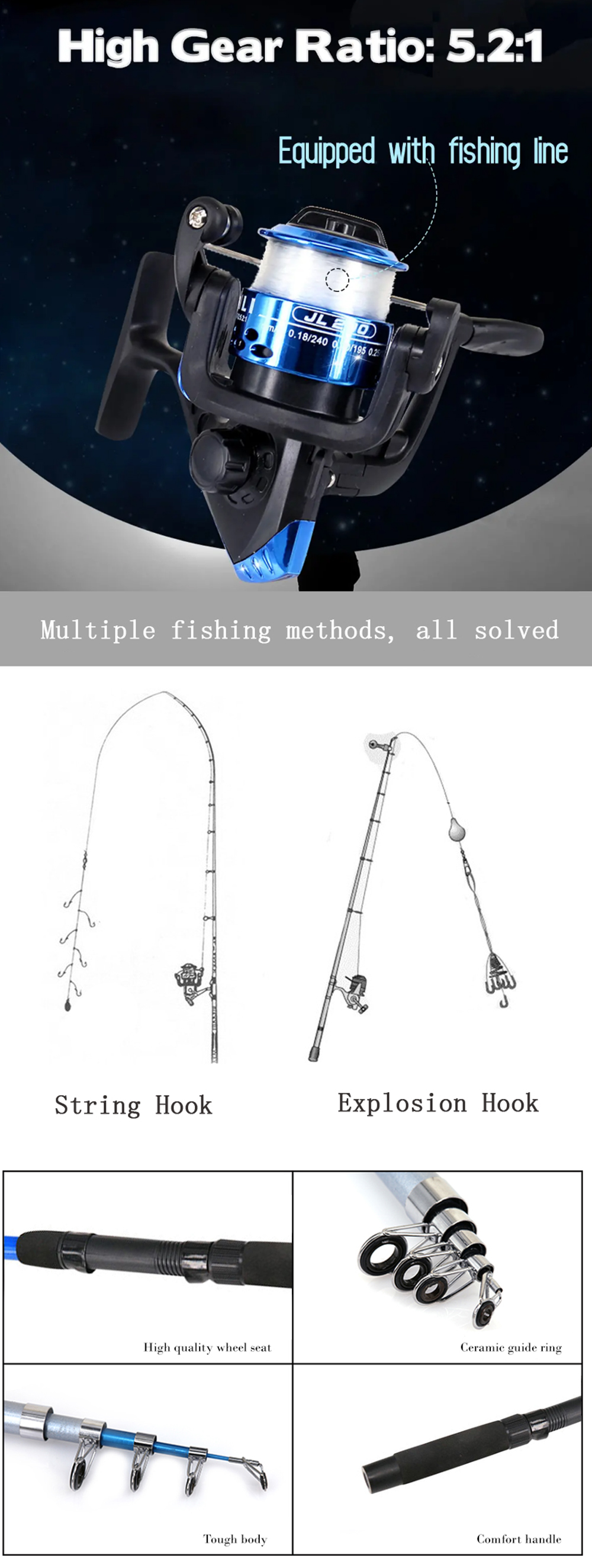 ZANLURE-13pcsset-Fishing-Rod-Reel-Combo-Telescopic-521-BB-Fishing-Rod-Set-Ultralight-Fishing-Tackle--1834940-2