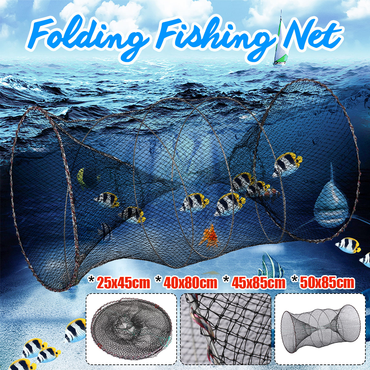 ZANLURE-25-50cm-Diameter-Folding-Fishing-Net-Cage-Crabs-Fish-Crawdad-Shrimp-Bait-Trap-Cast-Dip-Case--1813874-1