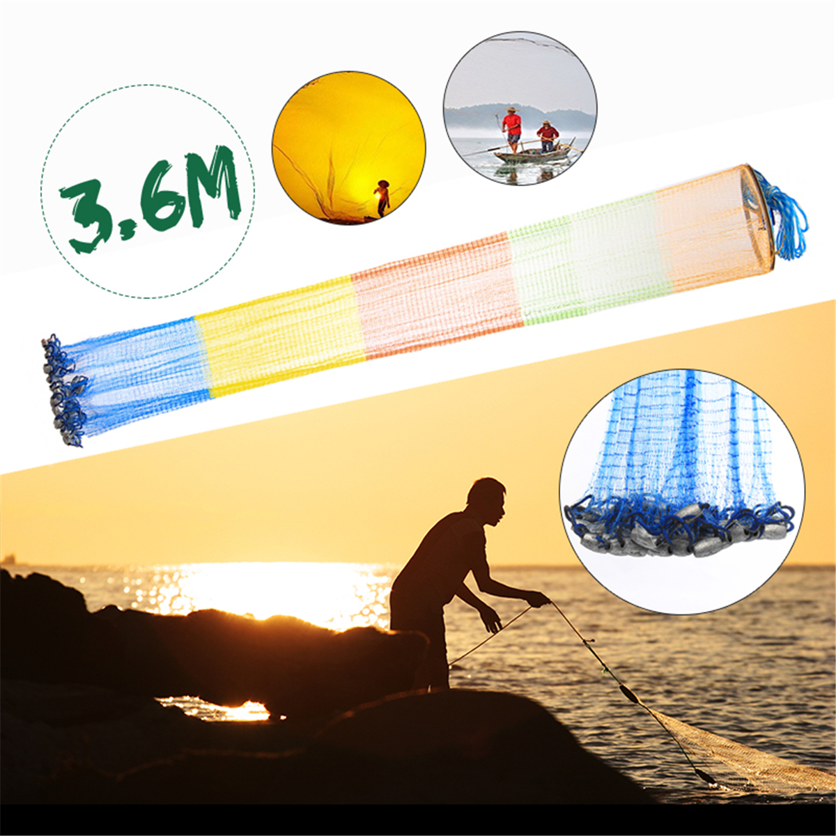 ZANLURE-36m-12FT-Colorful-Throw-Hand-Cast-Fishing-Net-Spin-Network-Bait-Fish-NetSinker-1560530-1