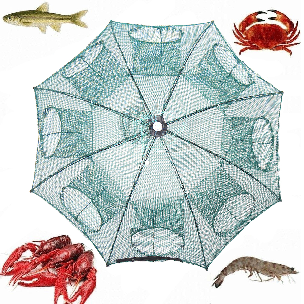 ZANLURE-38quot-8-Holes-Nylon-Automatic-Folding-Fishing-Net-Shrimp-Cage-Crab-Fish-Trap-Cast-Net-1337248-3