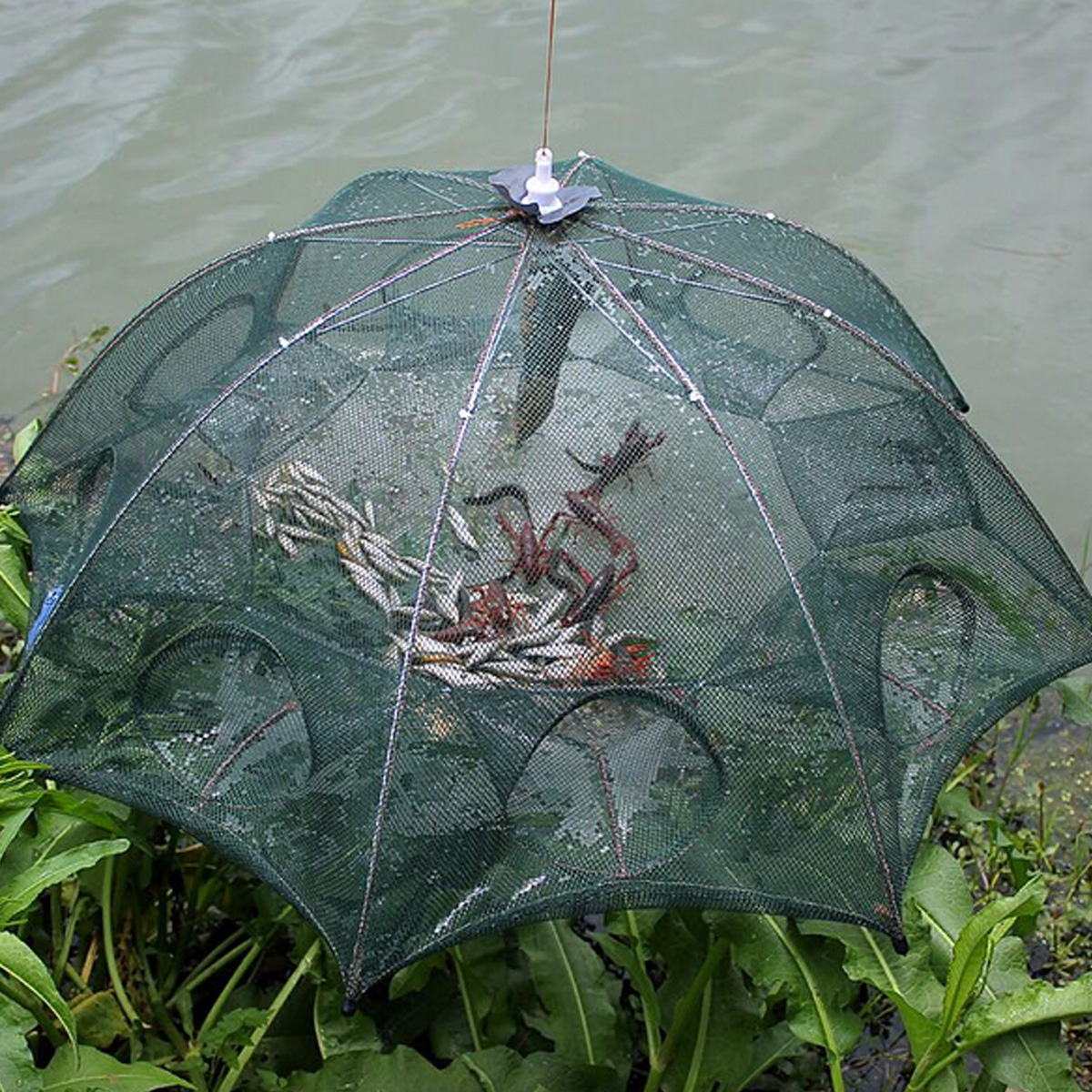 ZANLURE-38quot-8-Holes-Nylon-Automatic-Folding-Fishing-Net-Shrimp-Cage-Crab-Fish-Trap-Cast-Net-1337248-9