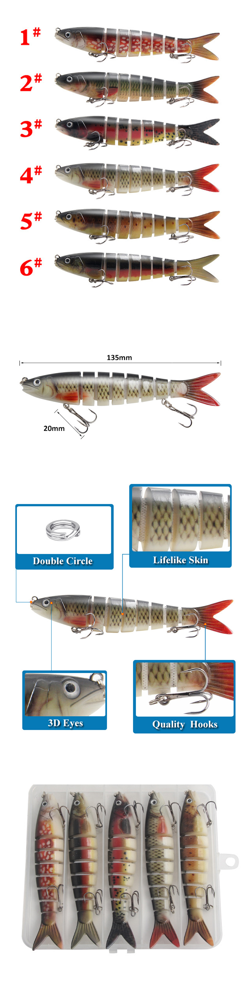 ZANLURE-5-Pcs-135cm-Fishing-Lure-8-Section-Sinking-Hard-Fishhook-Simulation-Bait-Artificia-Spinning--1843928-1