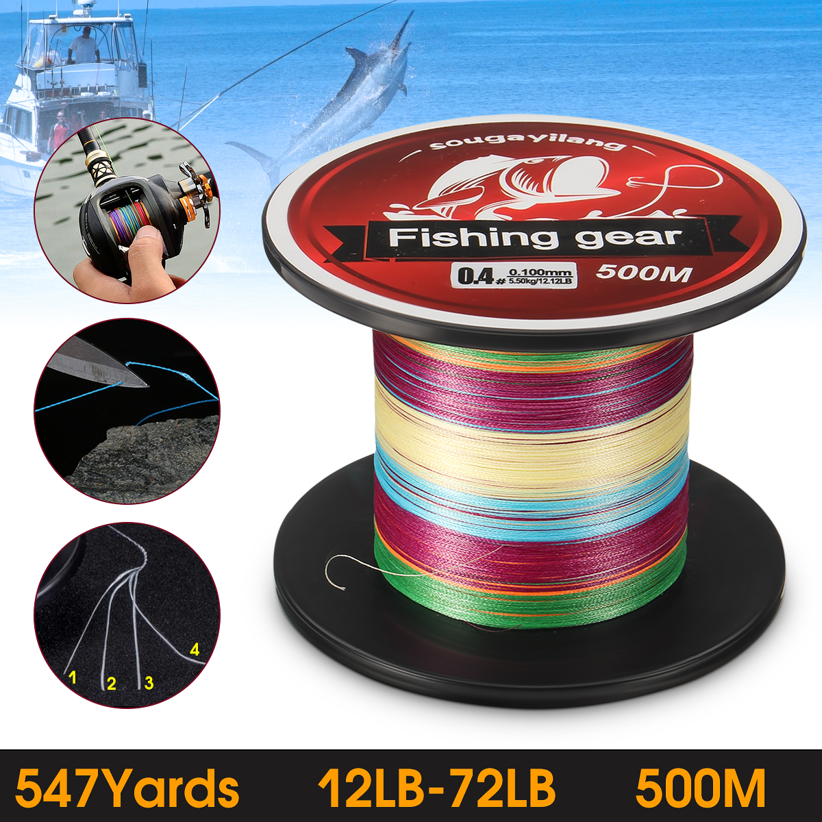 Zanlure-Multicolor-547-Yards-500M-12-72LB-4-Strands-PE-Braided-Fishing-Line-Wire-Outdoor-Sea-Fishing-1638563-2