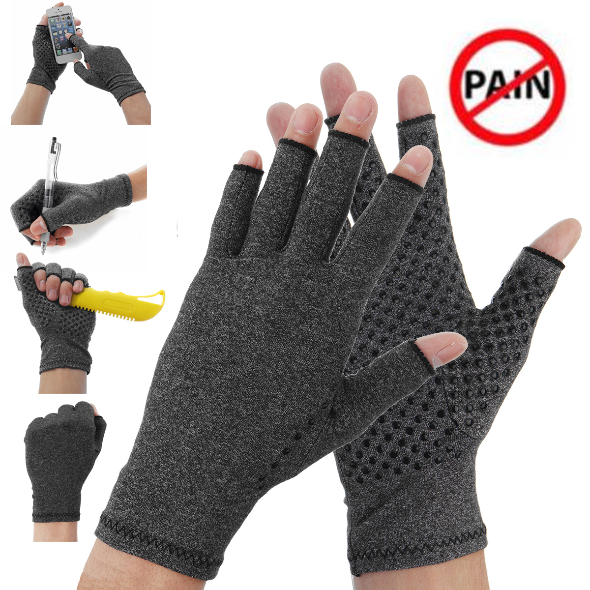 1-Pair-Anti-Arthritis-Gloves-Ease-Pain-Relief-Compression-Gloves-Hand-Support-Outdoor-Fitness-Half-F-1427622-2