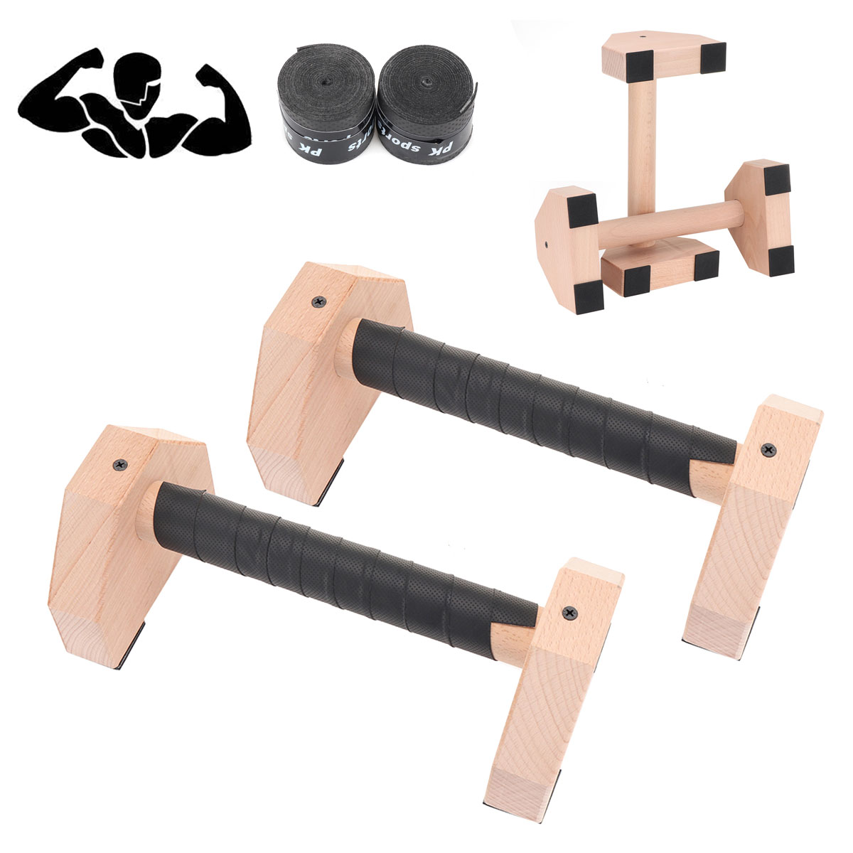 1-Pair-Wood-Push-up-Bars-Calisthenics-Gymnastics-Parallettes-Handstand-Fitness-Sport-1810070-7