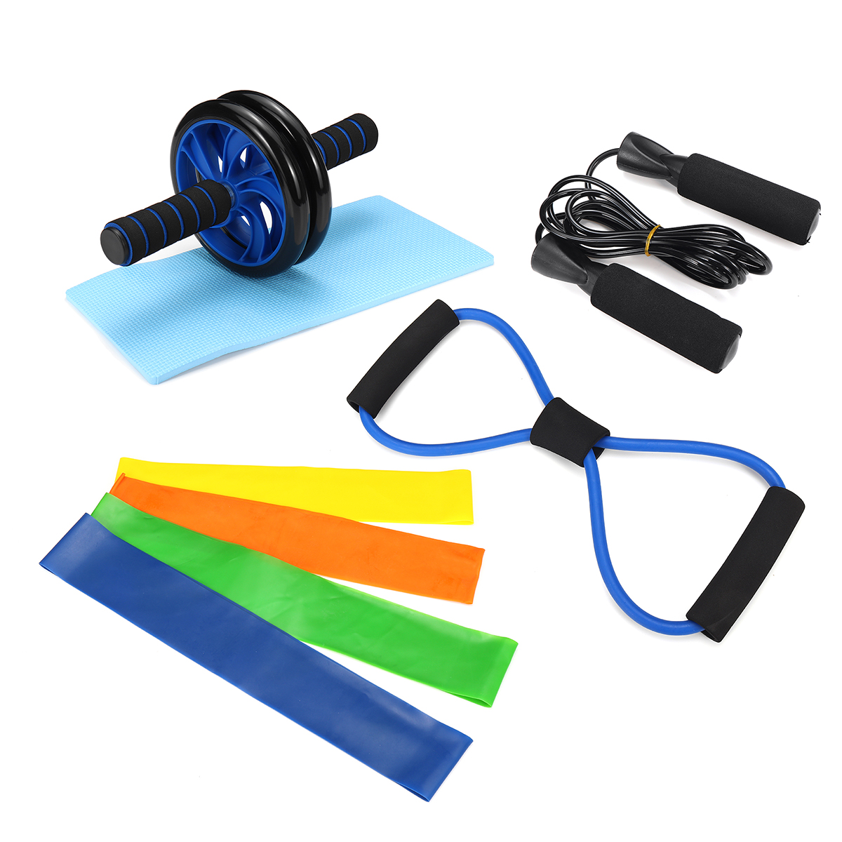 8PCS-Home-Gym-Fitness-Set-Abdominal-Wheel-Roller-8-Shape-Resistance-Bands-Yoga-Loop-Band-Jump-Rope-K-1675073-1