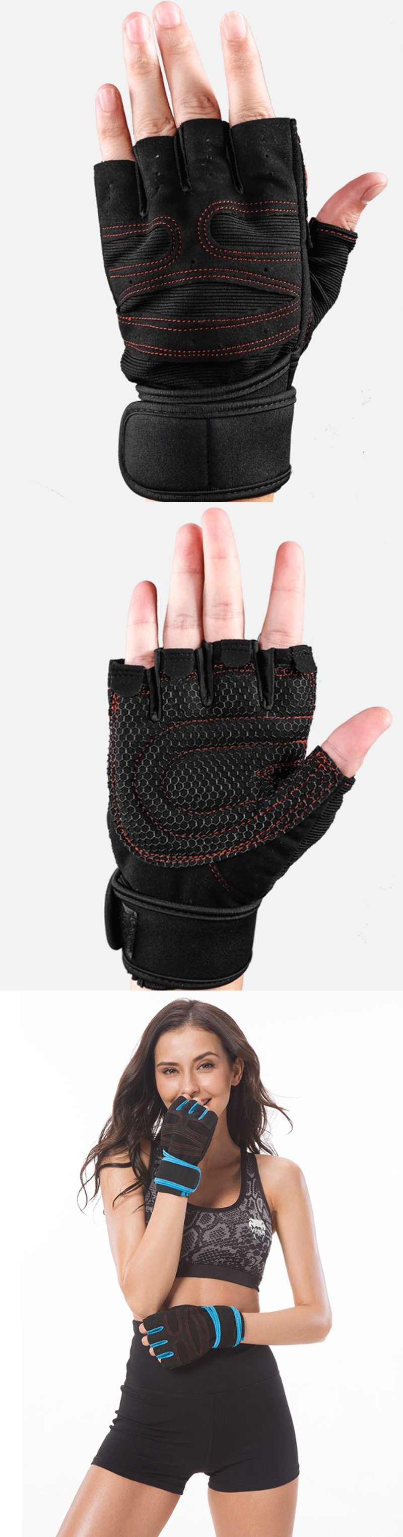 KALOAD-1-Pair-Neoprene-Sports-Weight-Lifting-Gloves-Anti-slip-Half-Fingers-Gloves-Exercise-Training--1386364-2