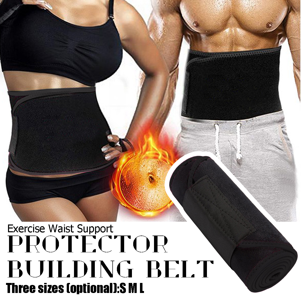 KALOAD-Sports-Fitness-Body-Shaping-Waist-Belt-Elastic-Pressure-Straining-Waist-Support---Black-1534952-1