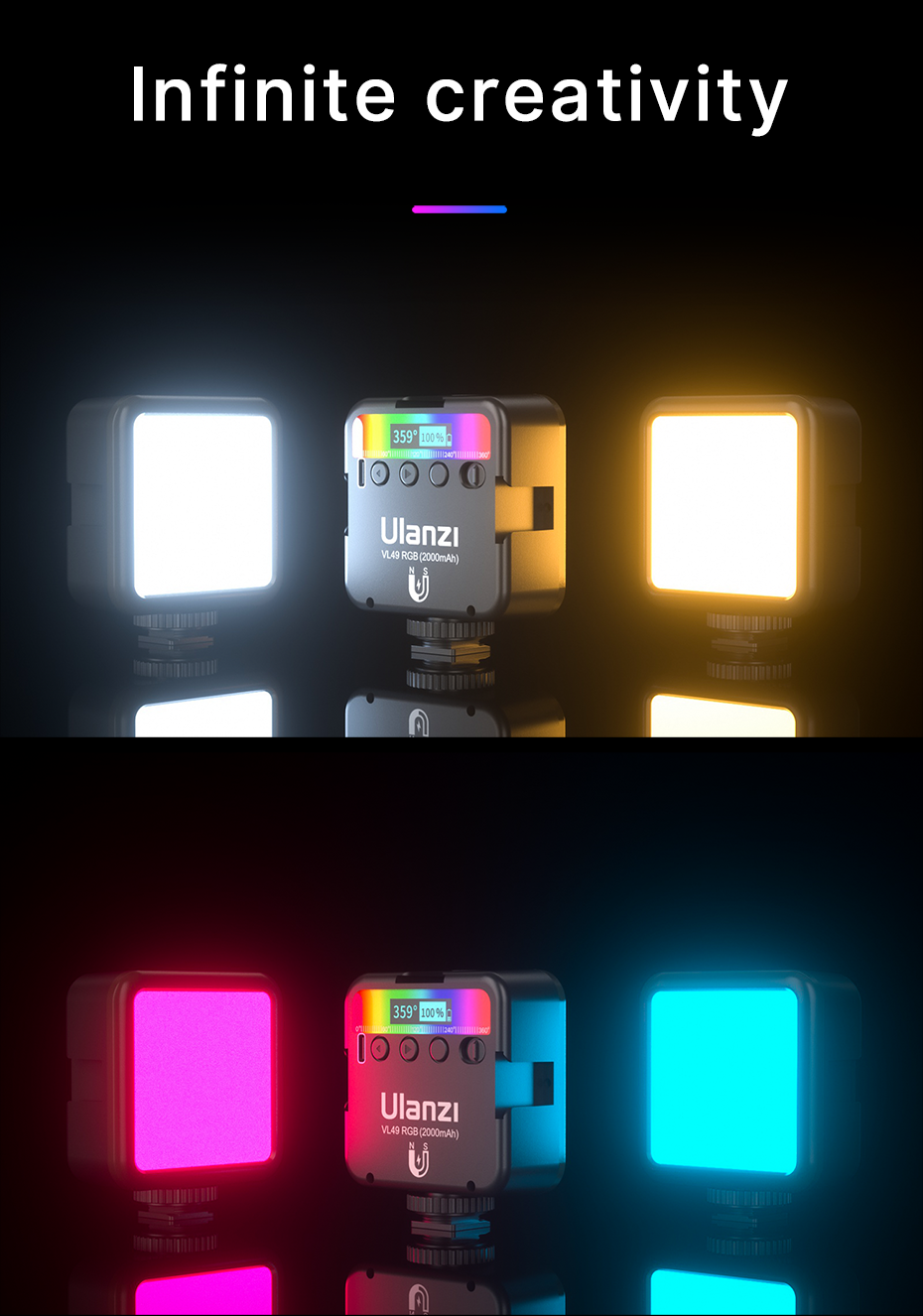 Ulanzi-VL49-RGB-Full-Color-LED-Video-Light-2500K-9000K-800LUX-Magnetic-Mini-Fill-Light-Extend-3-Cold-1781732-7