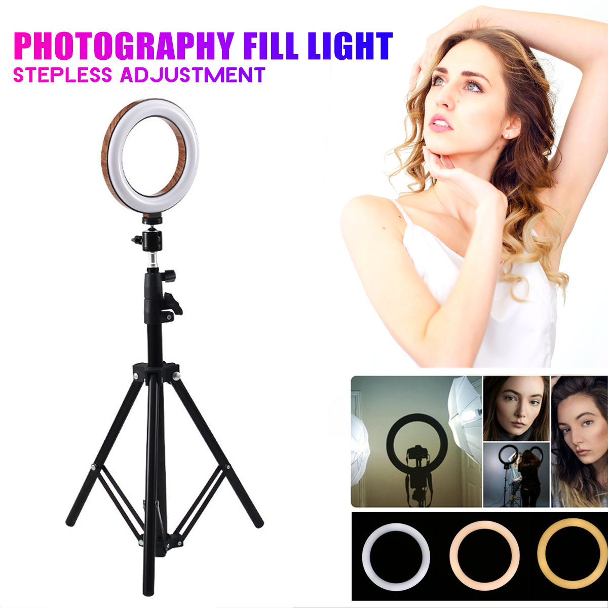 10-inch-Portable-Stepless-Adjustable-LED-Ring-Full-Light-Makeup-Mirror-Light-Photography-Lighting-Se-1658710-2