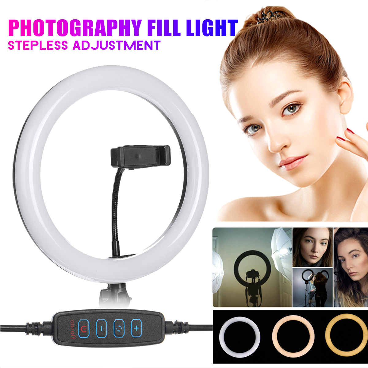 26cm-Portable-Stepless-Adjustable-LED-Ring-Full-Light-Makeup-Mirror-Light-Photography-Lighting-Selfi-1659255-2