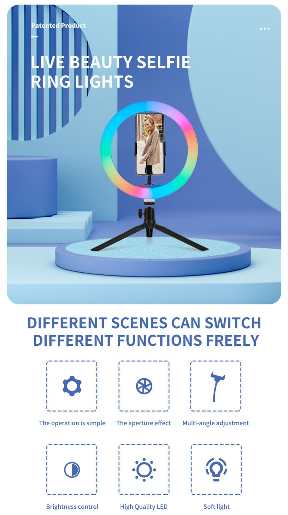 Bakeey-10-Inch-LED-RGB-Fill-Light-Selfie-Colorful-Ring-Lamp-Desktop-Landing-Live-Beauty-Lamp-for-Vlo-1835331-1