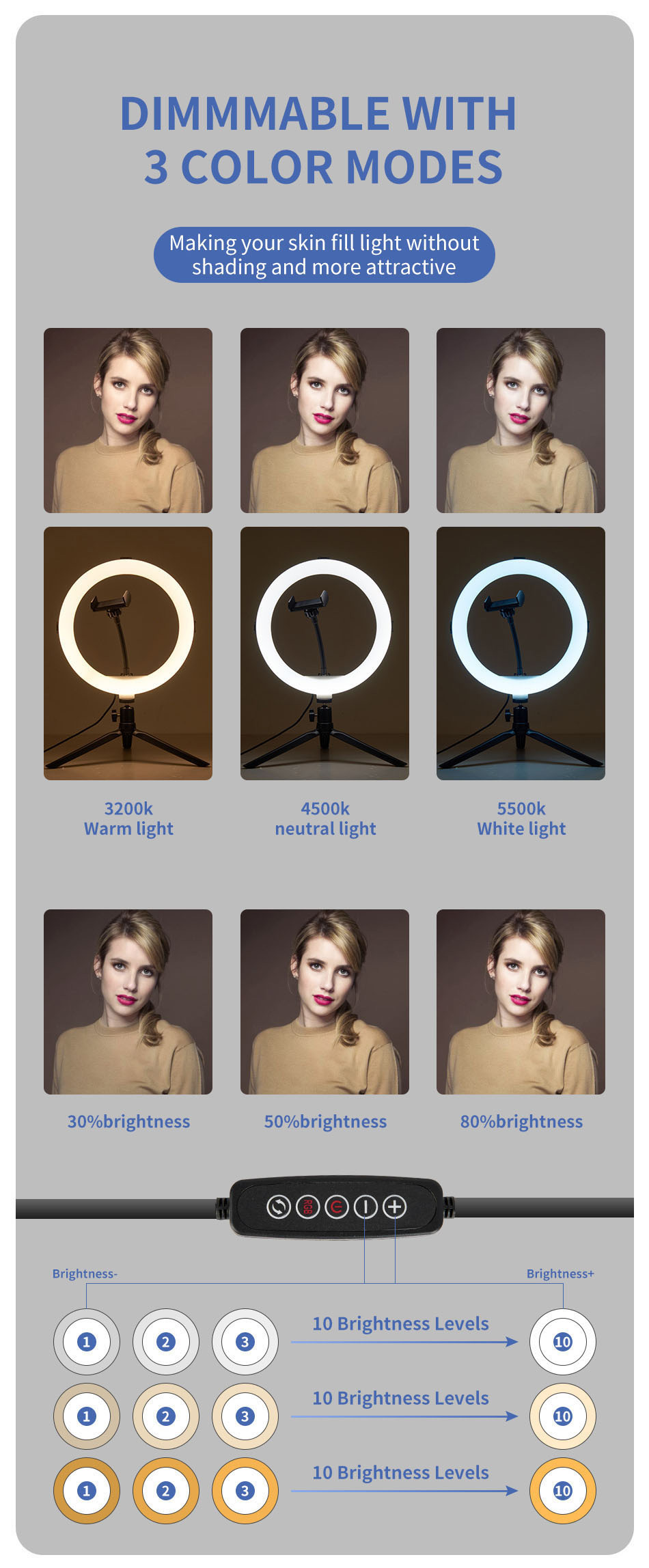 Bakeey-10-Inch-LED-RGB-Fill-Light-Selfie-Colorful-Ring-Lamp-Desktop-Landing-Live-Beauty-Lamp-for-Vlo-1835331-2